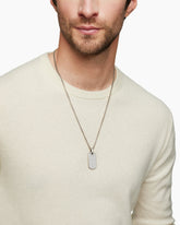 Chevron Tag in Sterling Silver with Diamonds, 35mm